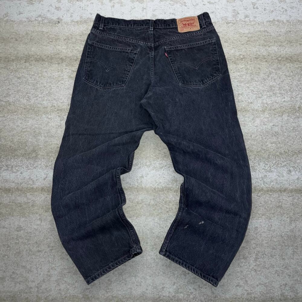 Vintage 90s Levis Jeans 550 38x30 Relaxed Fit Jet Black Wash Denim 100% Cotton